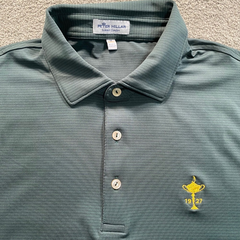 Peter Millar Polo Mens Medium Green Ryder Cup 1927 Summer Comfort Golf Preppy